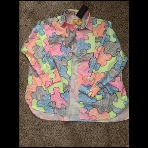 Puzzle piece oversized button up shirt